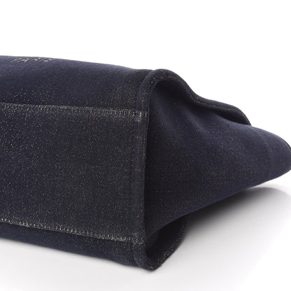 Chanel Lurex Canvas Medium Deauville Tote Navy Blue Gold 9 of 13
