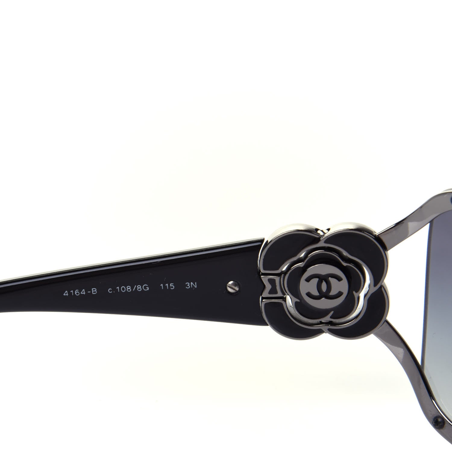 Chanel Swarovski Crystal Camellia CC Sunglasses 4164-B Black 4 of 5