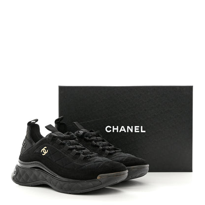 Chanel Suede Calfskin Mixed Fibers CC Sneakers 39 Black Dark Grey 9 of 9
