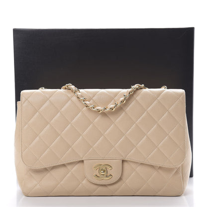 Chanel Caviar Quilted Jumbo Single Flap Beige Clair 15 of 15