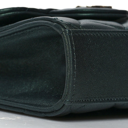 Chanel Iridescent Lambskin Quilted Top Handle Flap Clutch With Chain Dark Green 9 of 10