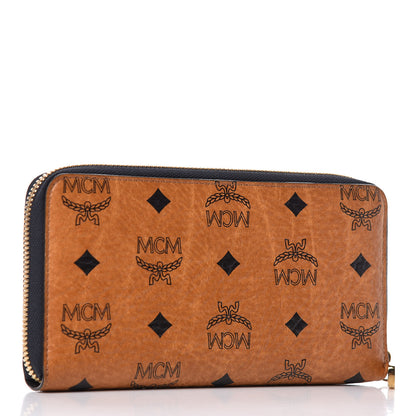 MCM Visetos Studded Large Zip Around Wallet Cognac 3 of 6