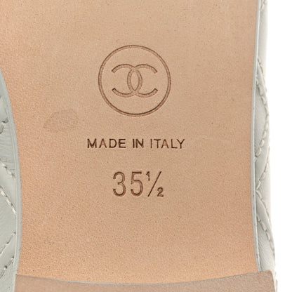 Chanel Lambskin Patent Double Stitched CC Cap Toe Ballerina Flats 35.5 Light Blue White 8 of 8