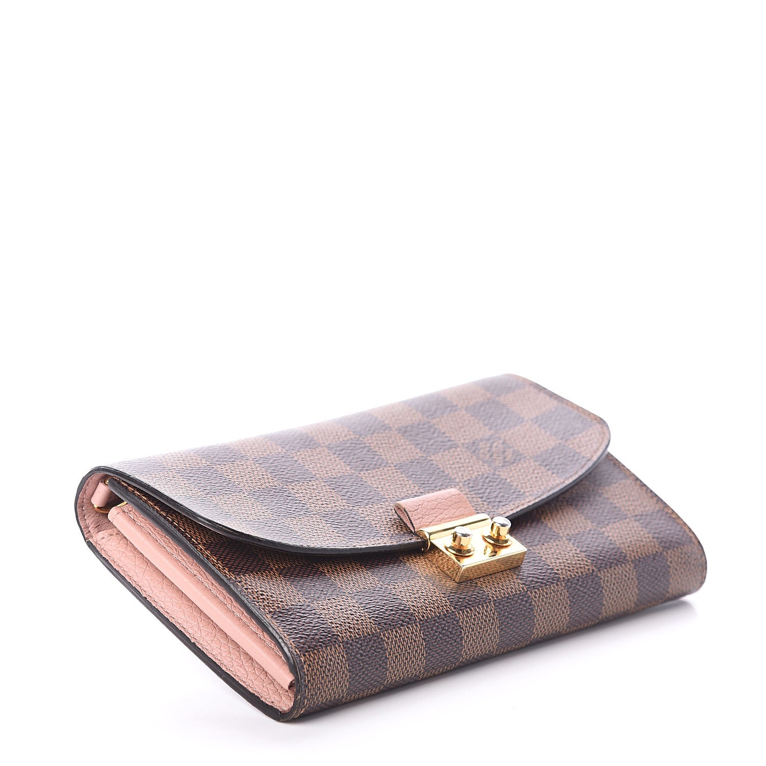 Louis Vuitton Damier Ebene Croisette Chain Wallet Rose Ballerine 3 of 5