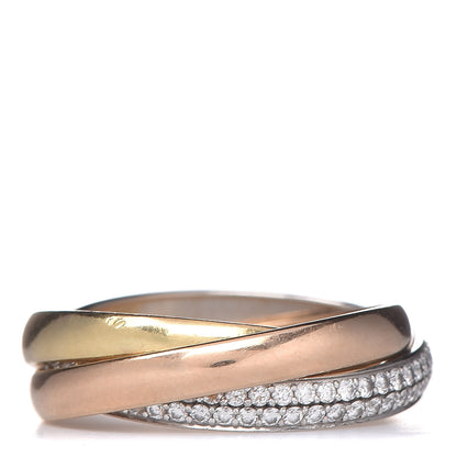 Cartier 18K White Yellow Pink Gold Diamond Small Trinity Paved Ring 53 6.25 5 of 12