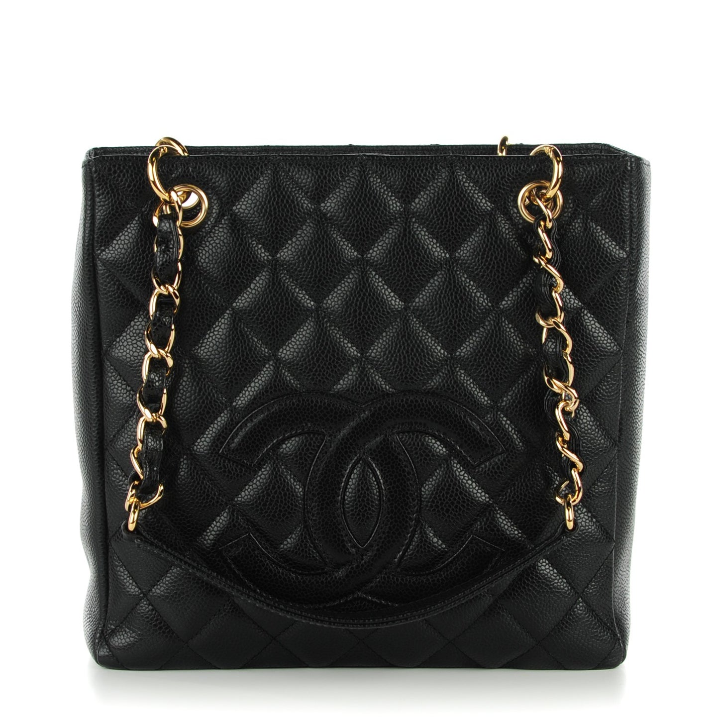 Caviar Quilted Petit Shopping Tote PST Black