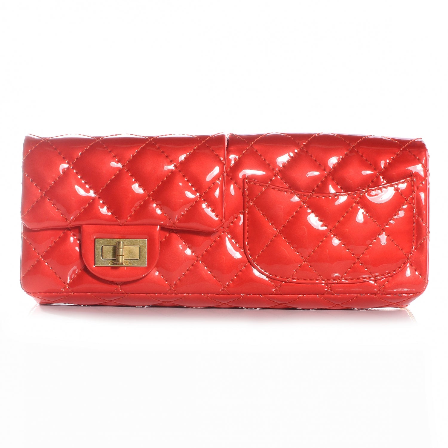 Chanel Patent Quilted Reissue Double Flap Clutch Red 4 of 9