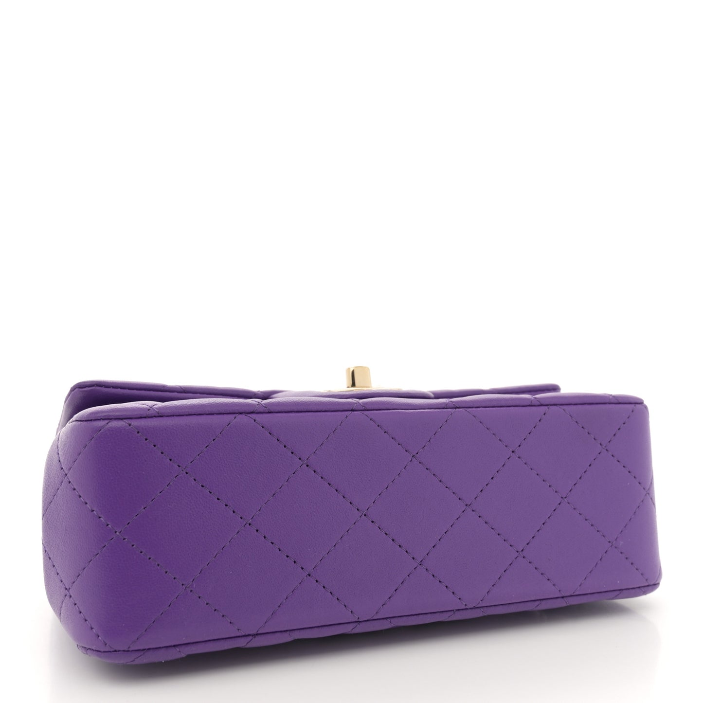 Lambskin Quilted Mini Top Handle Rectangular Flap Dark Purple