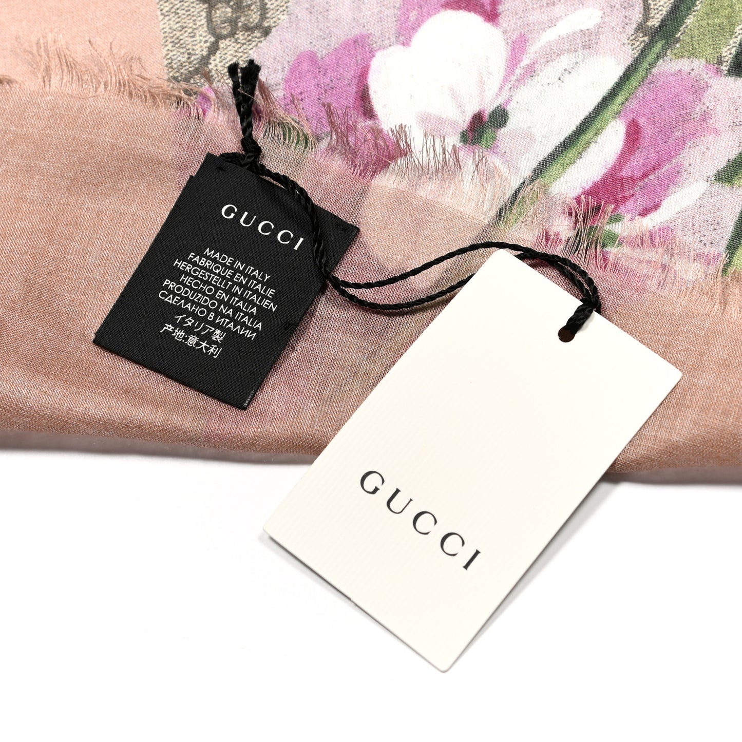 Modal Silk GG Monogram Gery Square Scarf Shell Light Brown