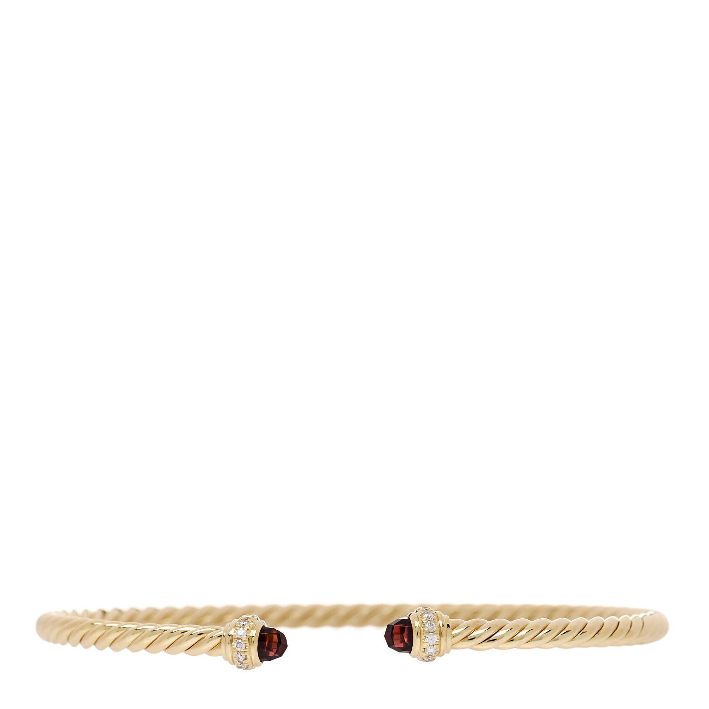 18K Yellow Gold Diamond Rhodolite Garnet 3mm Cablespira Bracelet