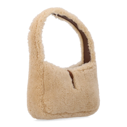 Saint Laurent Shearling Le 5 A 7 Mini Hobo Natural Beige 3 of 10