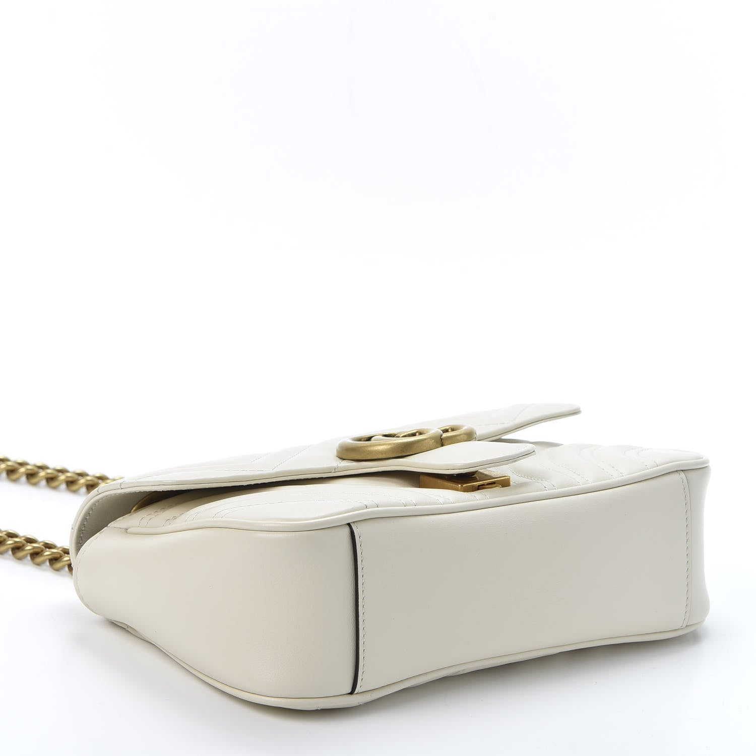 Gucci Calfskin Matelasse Mini GG Marmont Shoulder Bag White 3 of 9