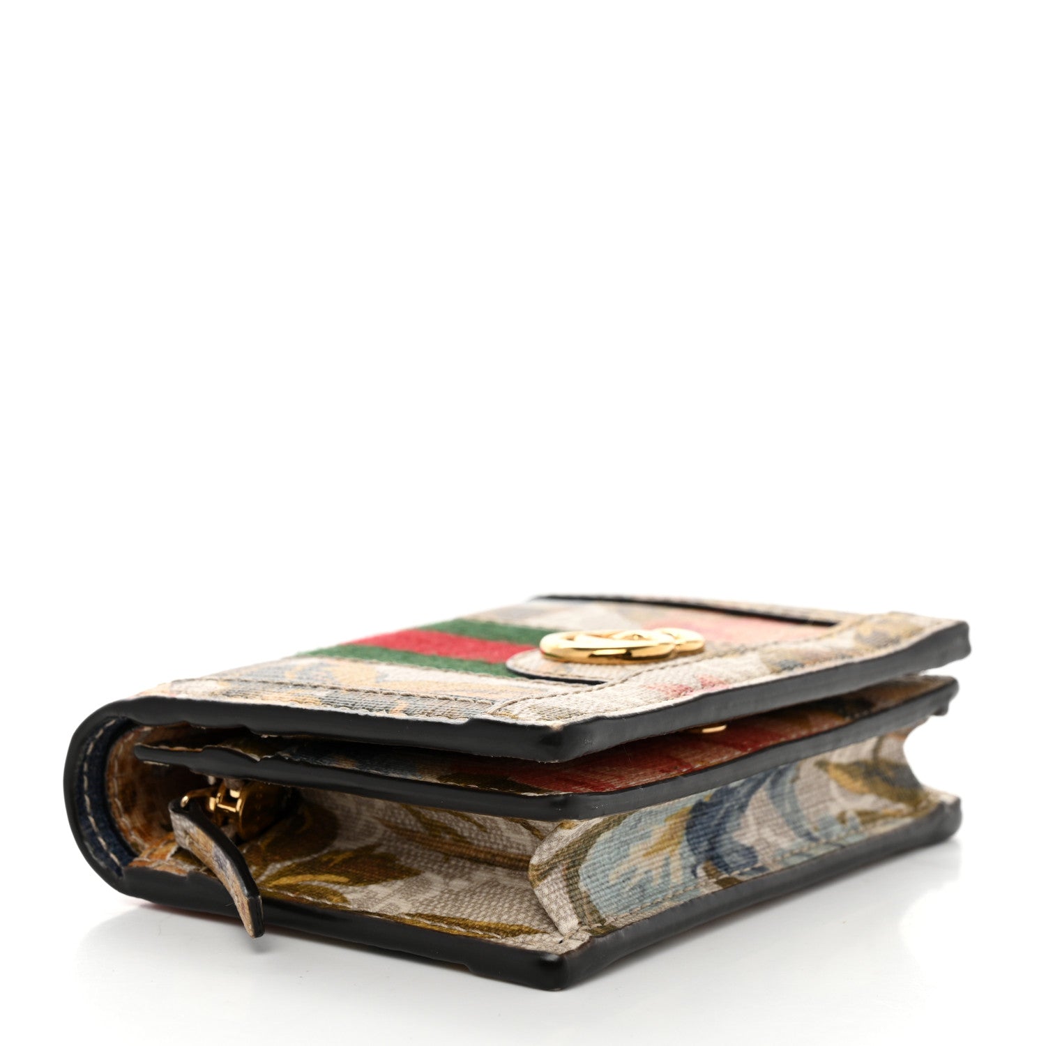Gucci GG Supreme Monogram Water Flora Web Ophidia Card Case Beige White Multicolor 4 of 8