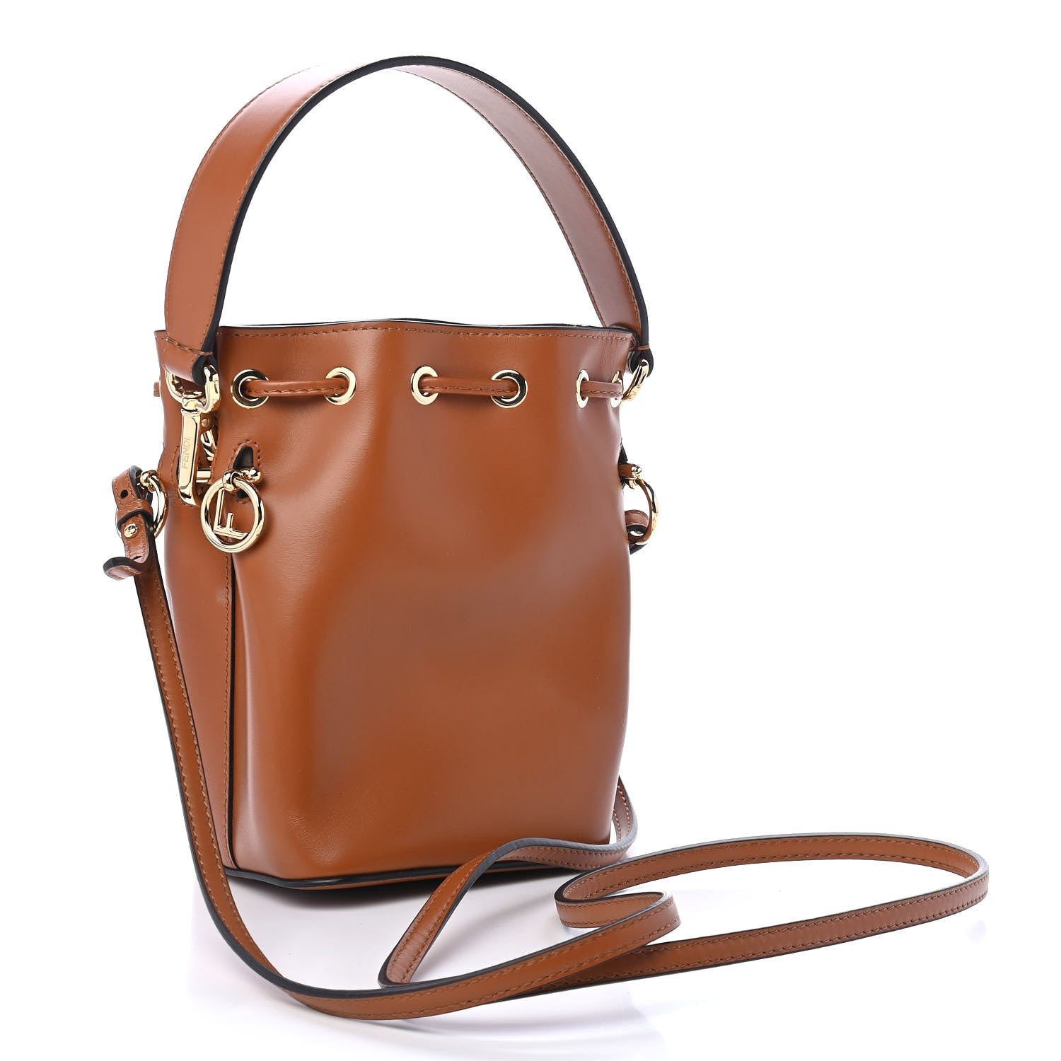 Fendi Vitello King F is Fendi Logo Embossed Mini Mon Tresor Bucket Bag Cuoio 2 of 9