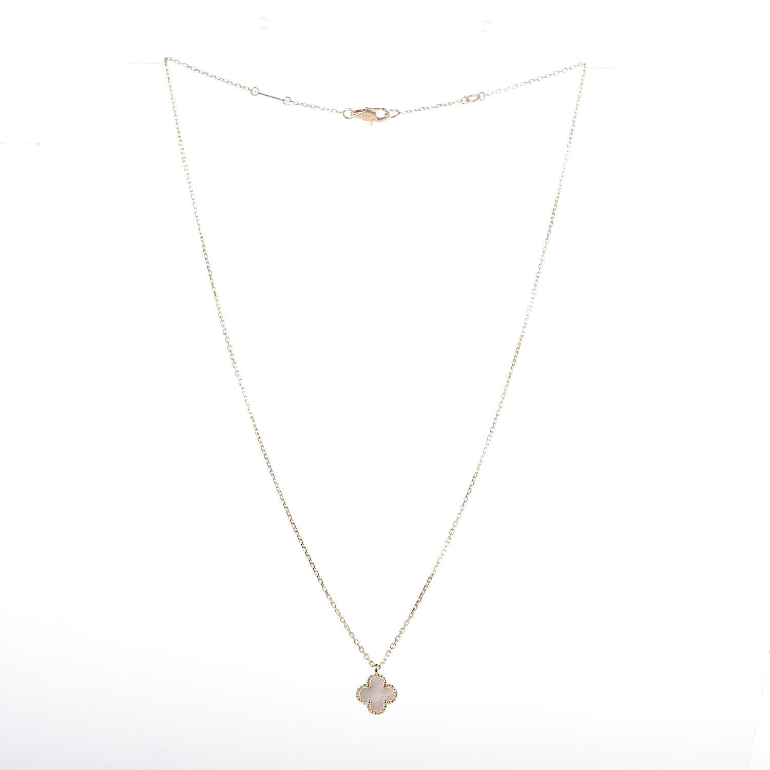 Van Cleef & Arpels 18K Yellow Gold Mother of Pearl Sweet Alhambra Pendant Necklace 3 of 7
