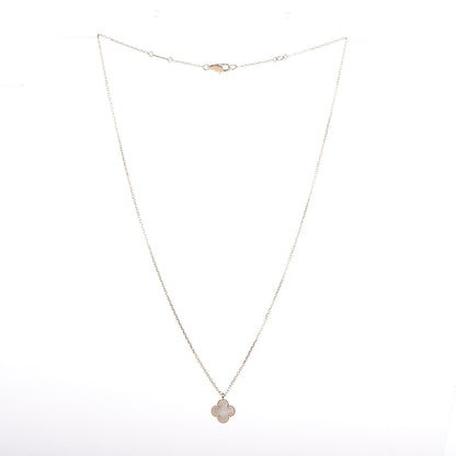 Van Cleef & Arpels 18K Yellow Gold Mother of Pearl Sweet Alhambra Pendant Necklace 3 of 7
