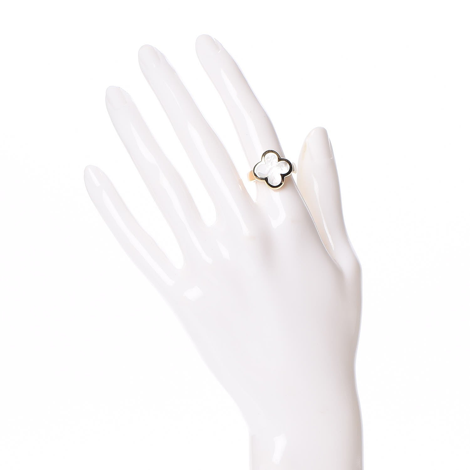 Van Cleef & Arpels 18K Yellow Gold Mother of Pearl Pure Alhambra Ring 49 5 2 of 6