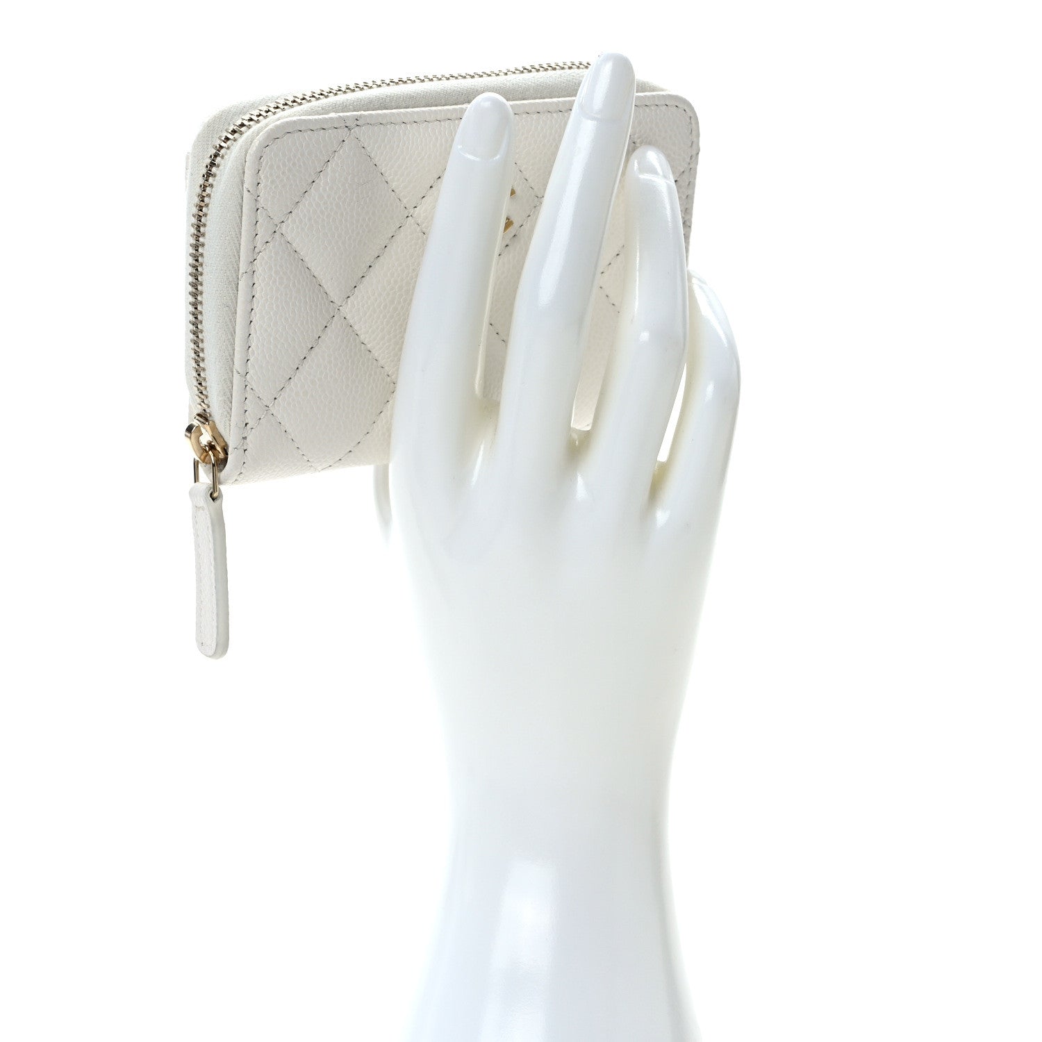 Chanel Caviar Quilted Classic Zipped Coin Purse White 2 of 9