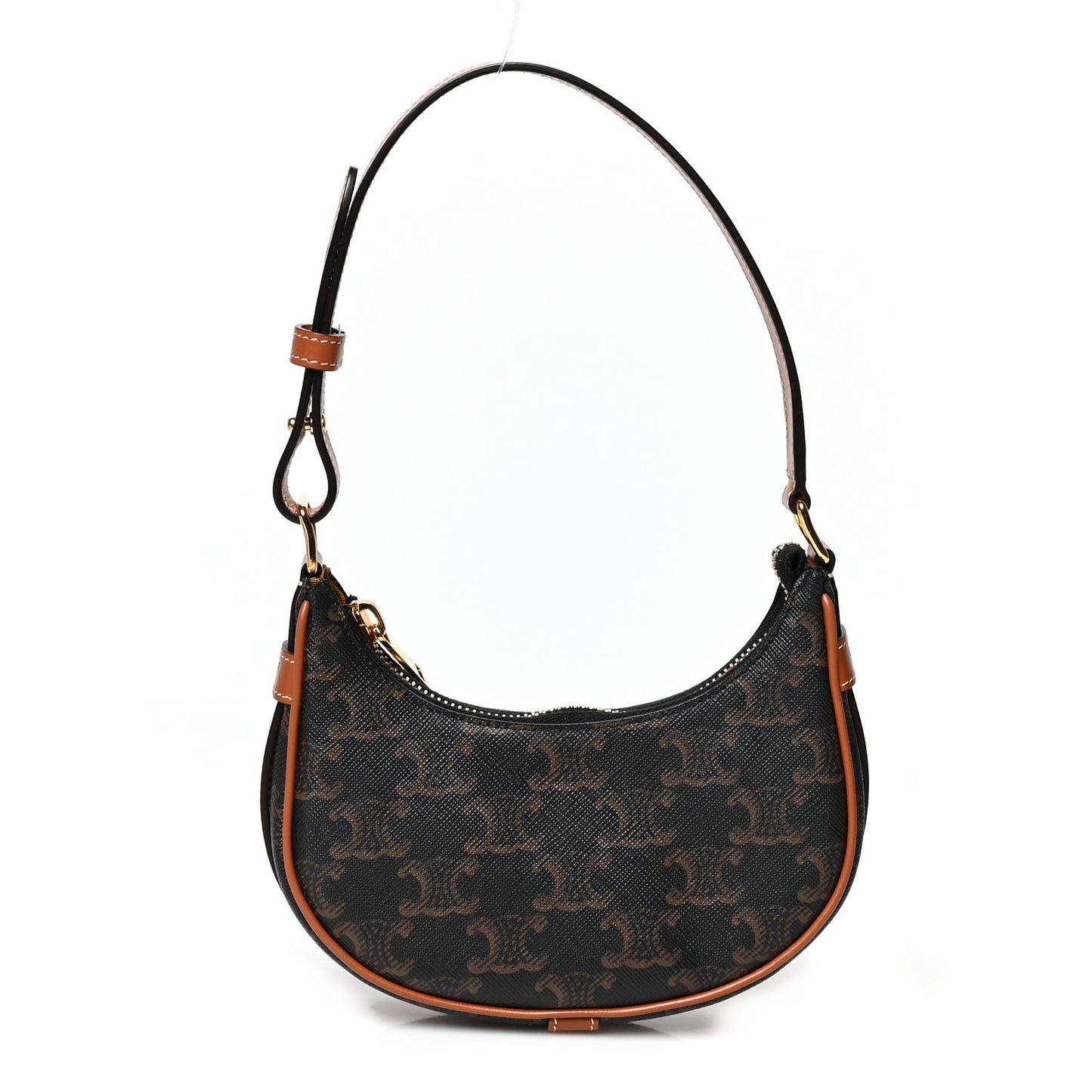 Canvas Calfskin Mini Ava Triomphe Shoulder Bag Tan