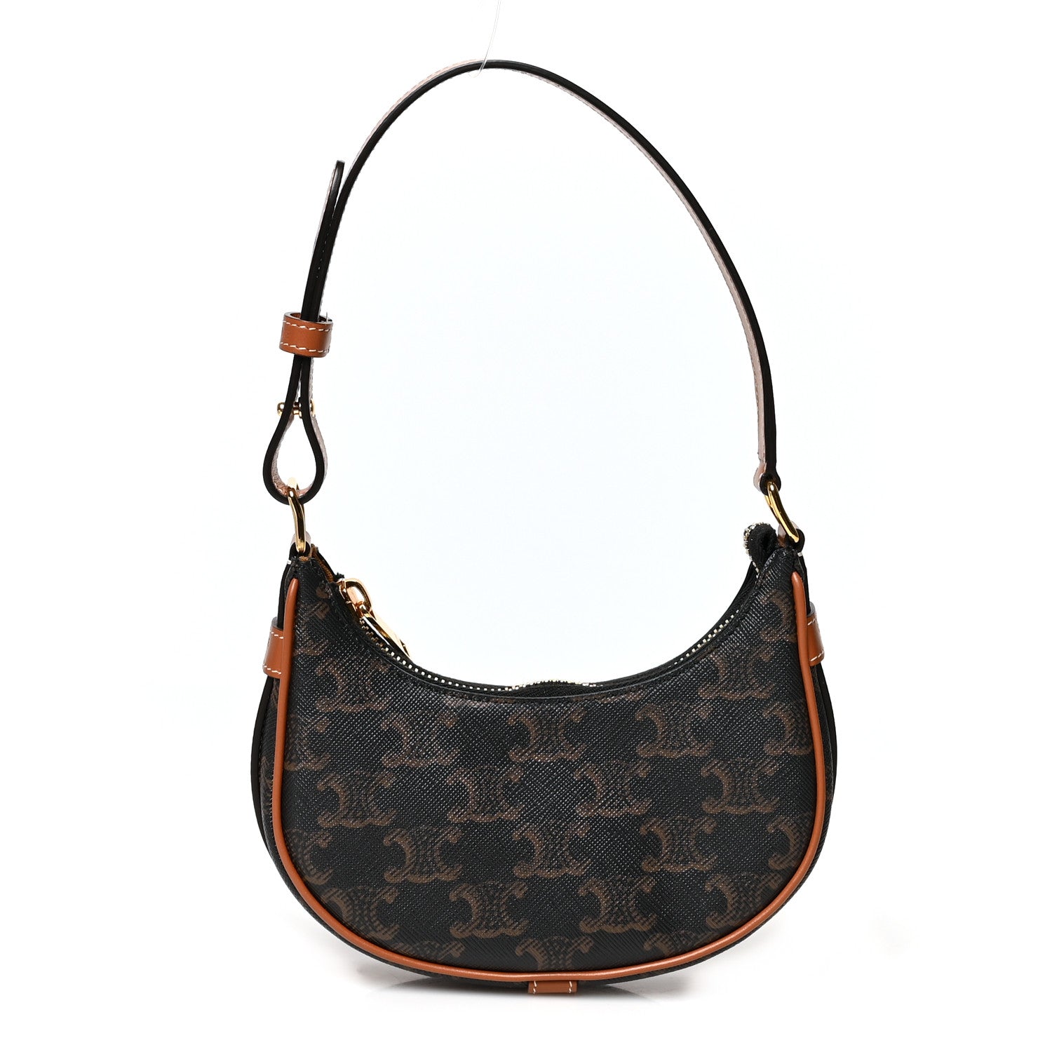 Celine Canvas Calfskin Mini Ava Triomphe Shoulder Bag Tan 1 of 9