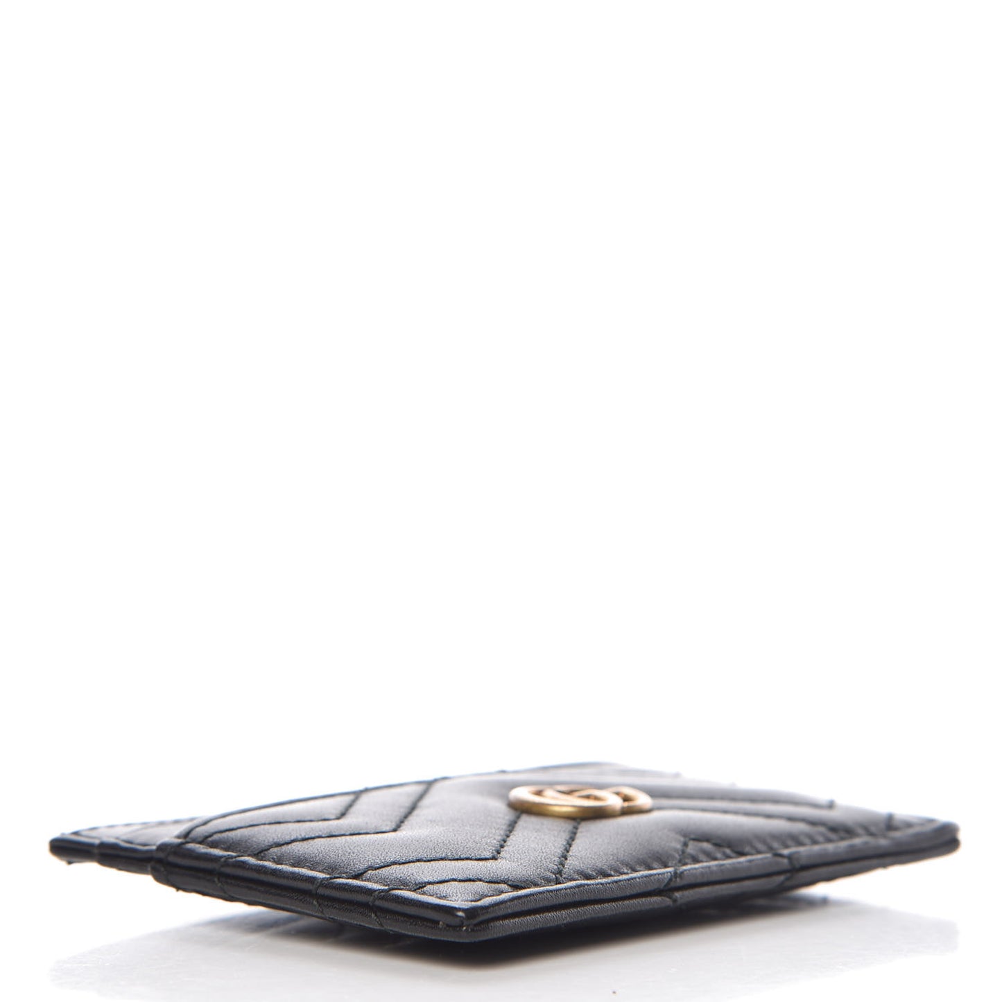 Calfskin Matelasse GG Marmont Card Holder Black