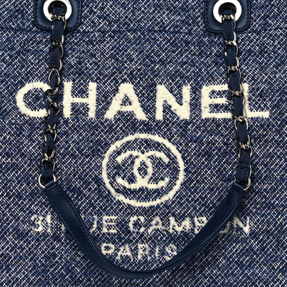 Chanel Mixed Fibers Calfskin Medium Deauville Tote Blue 8 of 13