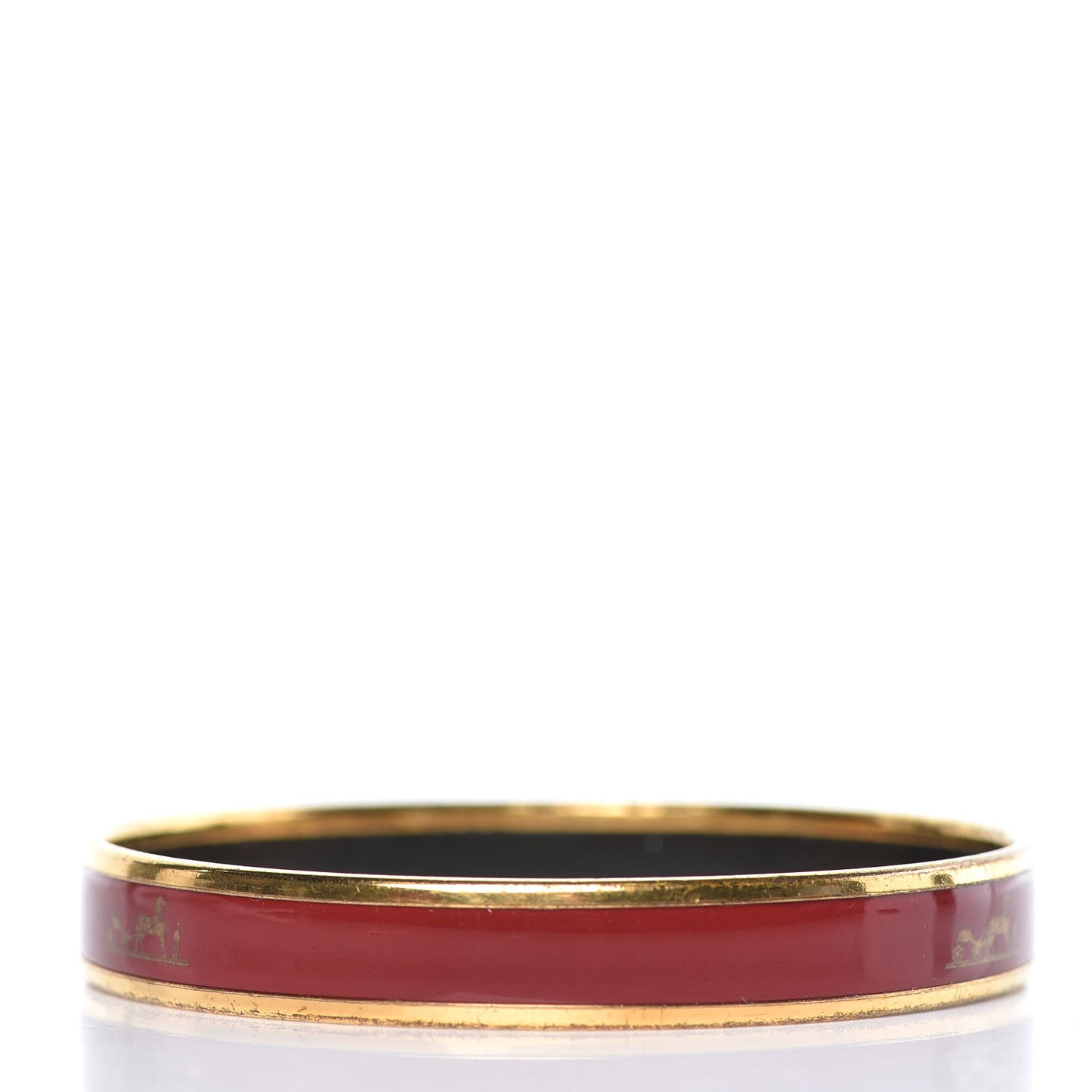 Enamel Printed Narrow Caleche Bracelet 65 Rouge H