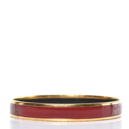 Hermes Enamel Printed Narrow Caleche Bracelet 65 Rouge H 3 of 6