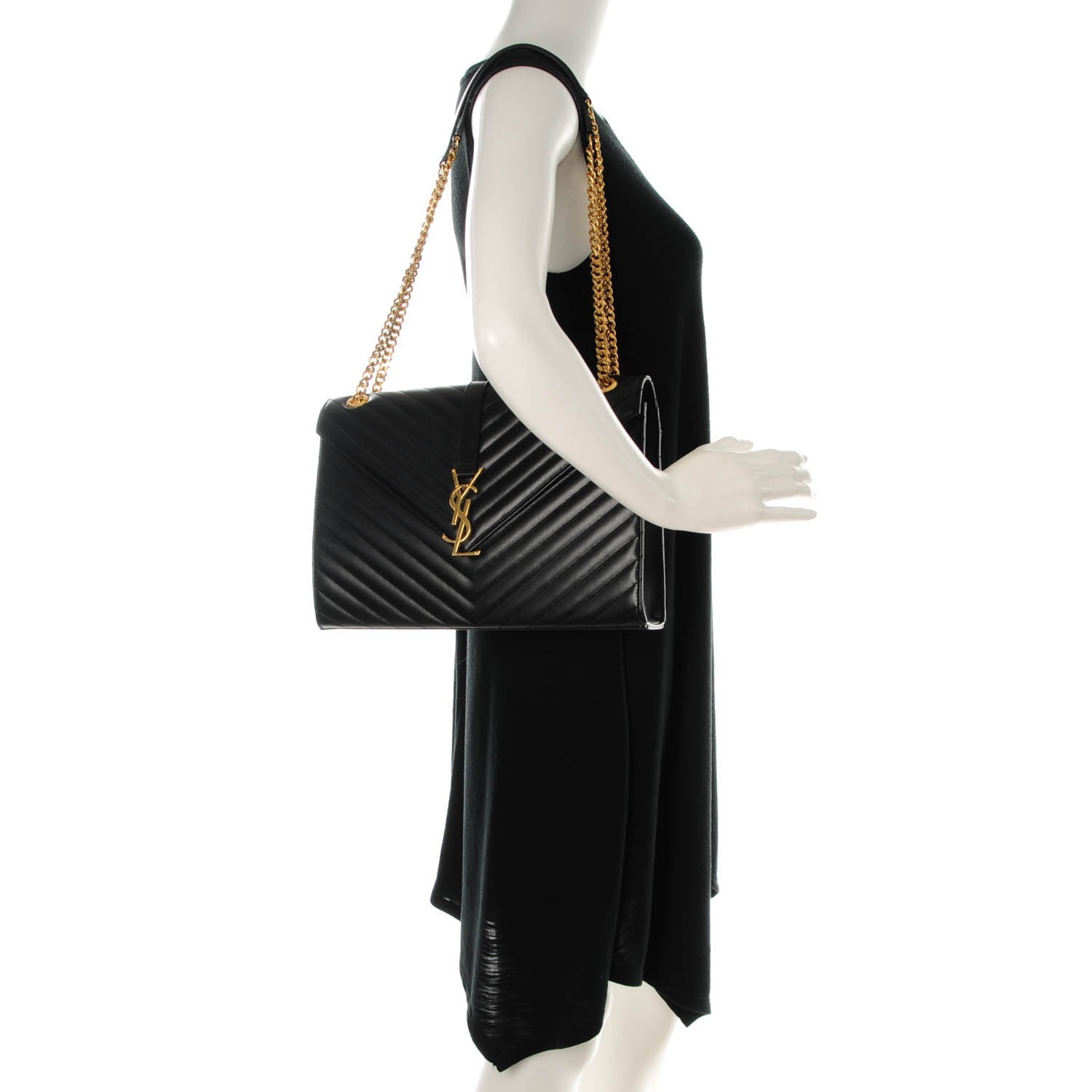 Saint Laurent Smooth Calfskin Matelasse Large Classic Monogram Satchel Black 2 of 7
