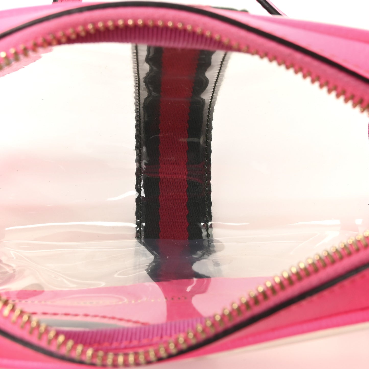 Vinyl Web Mini Ophidia Transparent Shoulder Bag Fluorescent Fuchsia