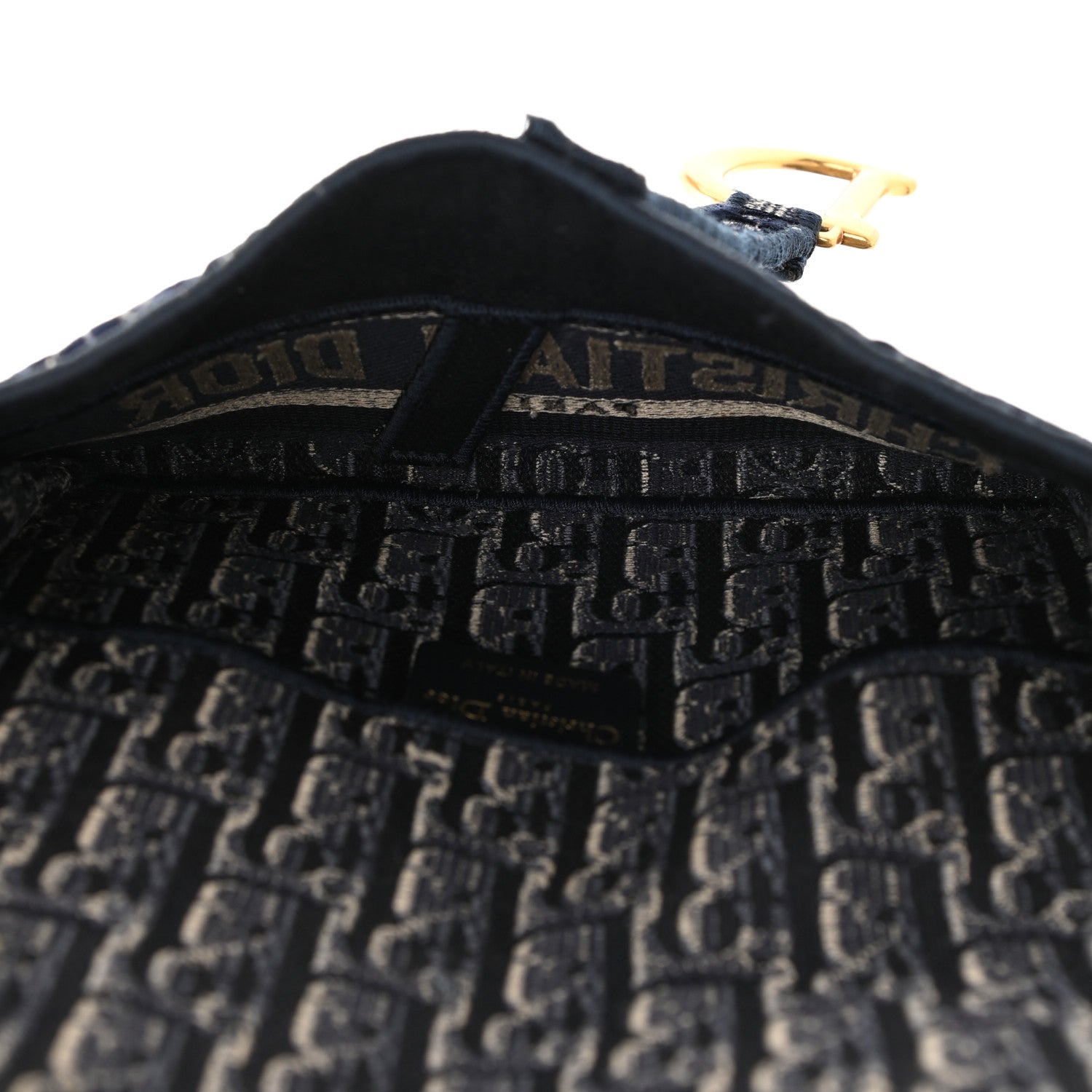 Christian Dior Velvet Oblique Saddle Belt Bag Blue 6 of 12