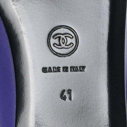 Chanel Lambskin Patent Cap Toe Ballerina Flats 41 Purple Black 7 of 10