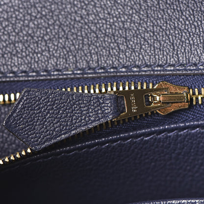 Hermes Togo Bi Color Horseshoe Birkin 25 Bambou Bleu Nuit 11 of 37