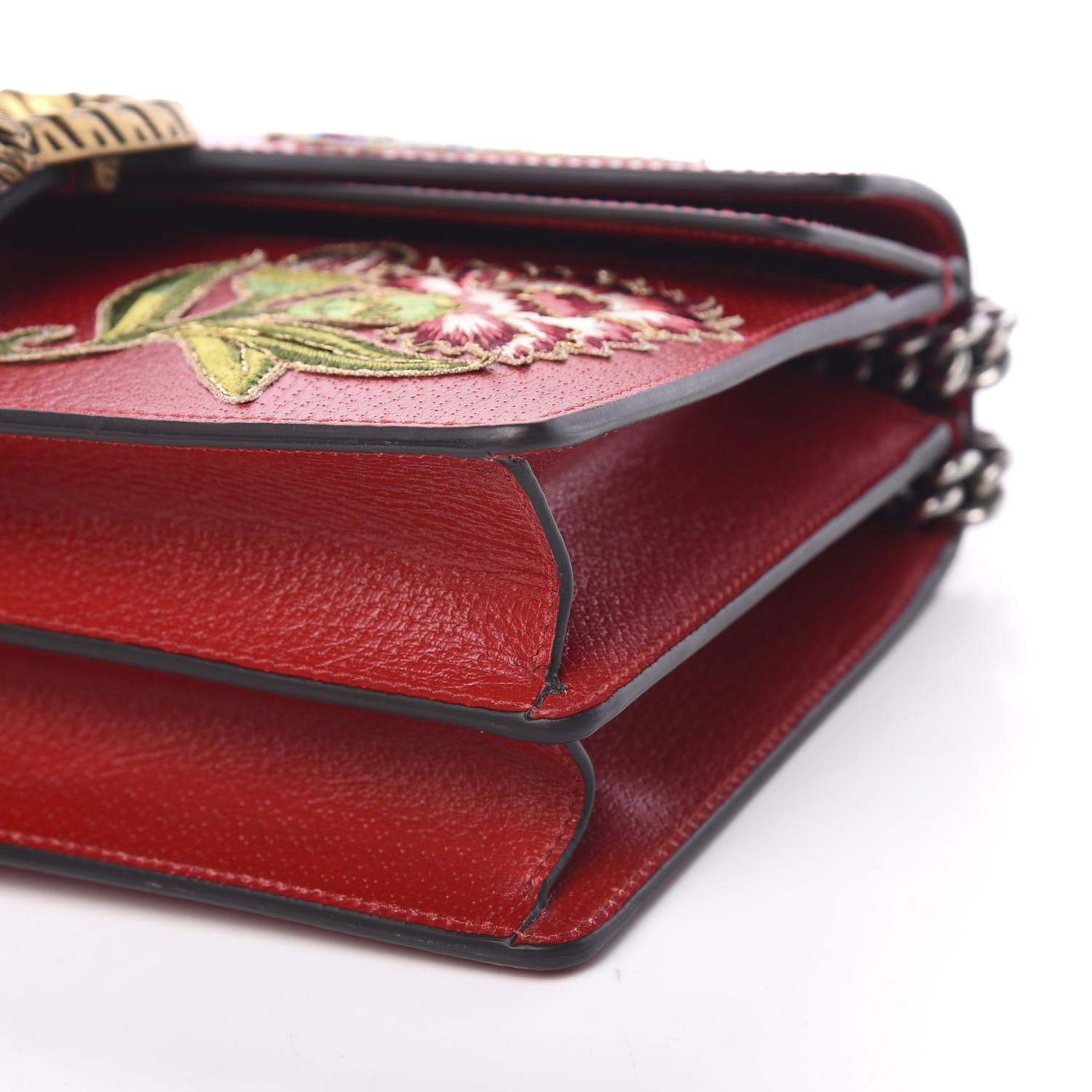Gucci Calfskin Web Floral Embroidered Small Dionysus Shoulder Bag Hibiscus Red 5 of 9