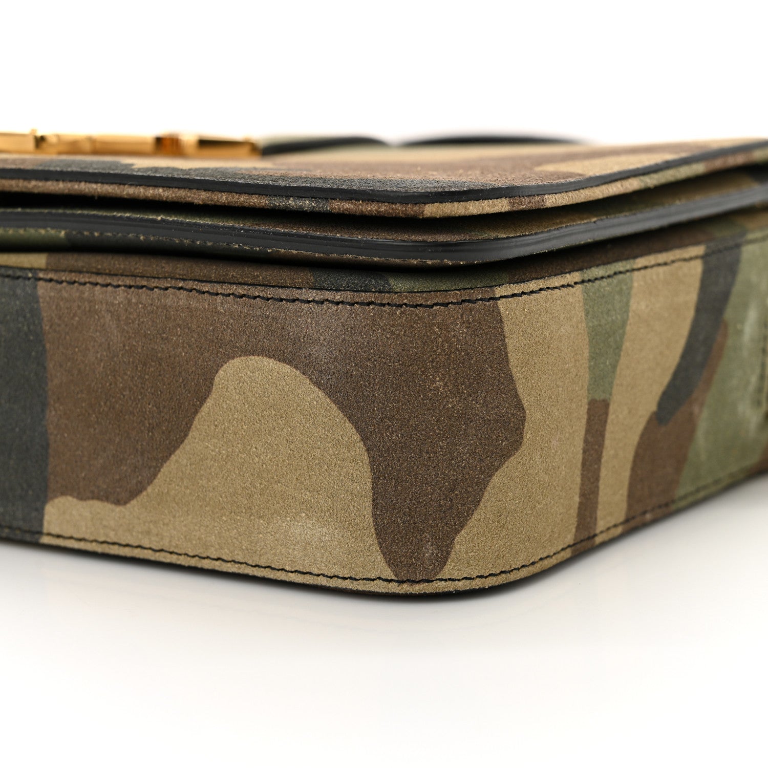 Saint Laurent Suede Monogram University Camouflage Shoulder Bag Green 9 of 12
