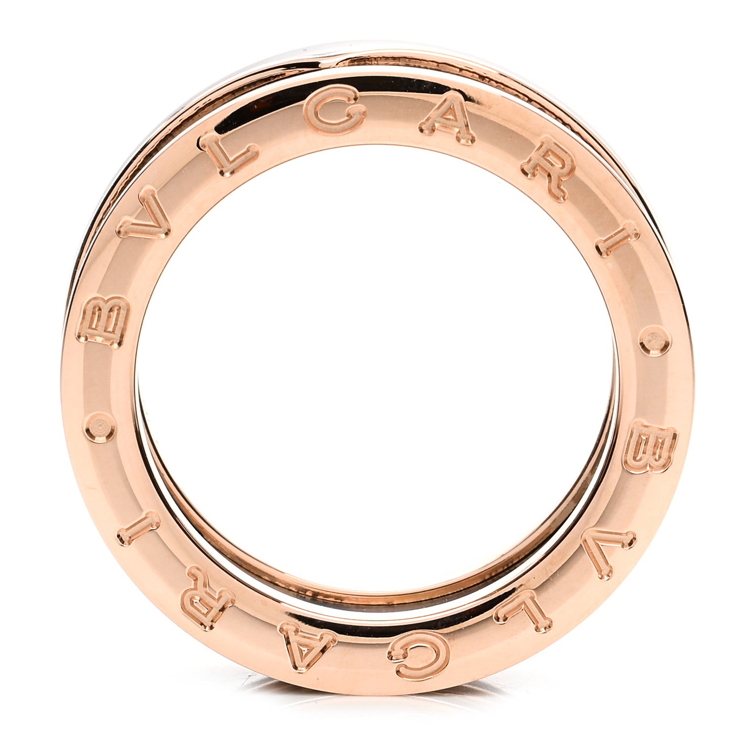 18K Rose Gold Black Ceramic Matte B.Zero1 Two-Band Ring 53 6.25