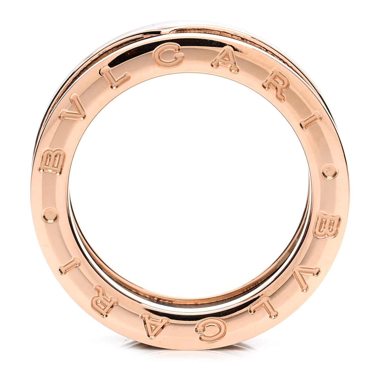 Bulgari 18K Rose Gold Black Ceramic Matte B.Zero1 Two-Band Ring 53 6.25 3 of 5