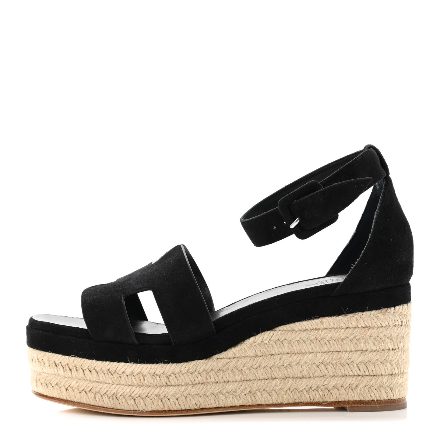 Goatskin Elda Espadrille Wedge Sandals 38 Black