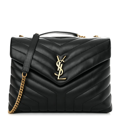 Saint Laurent Calfskin Y Quilted Monogram Medium Loulou Chain Satchel Black 1 of 10