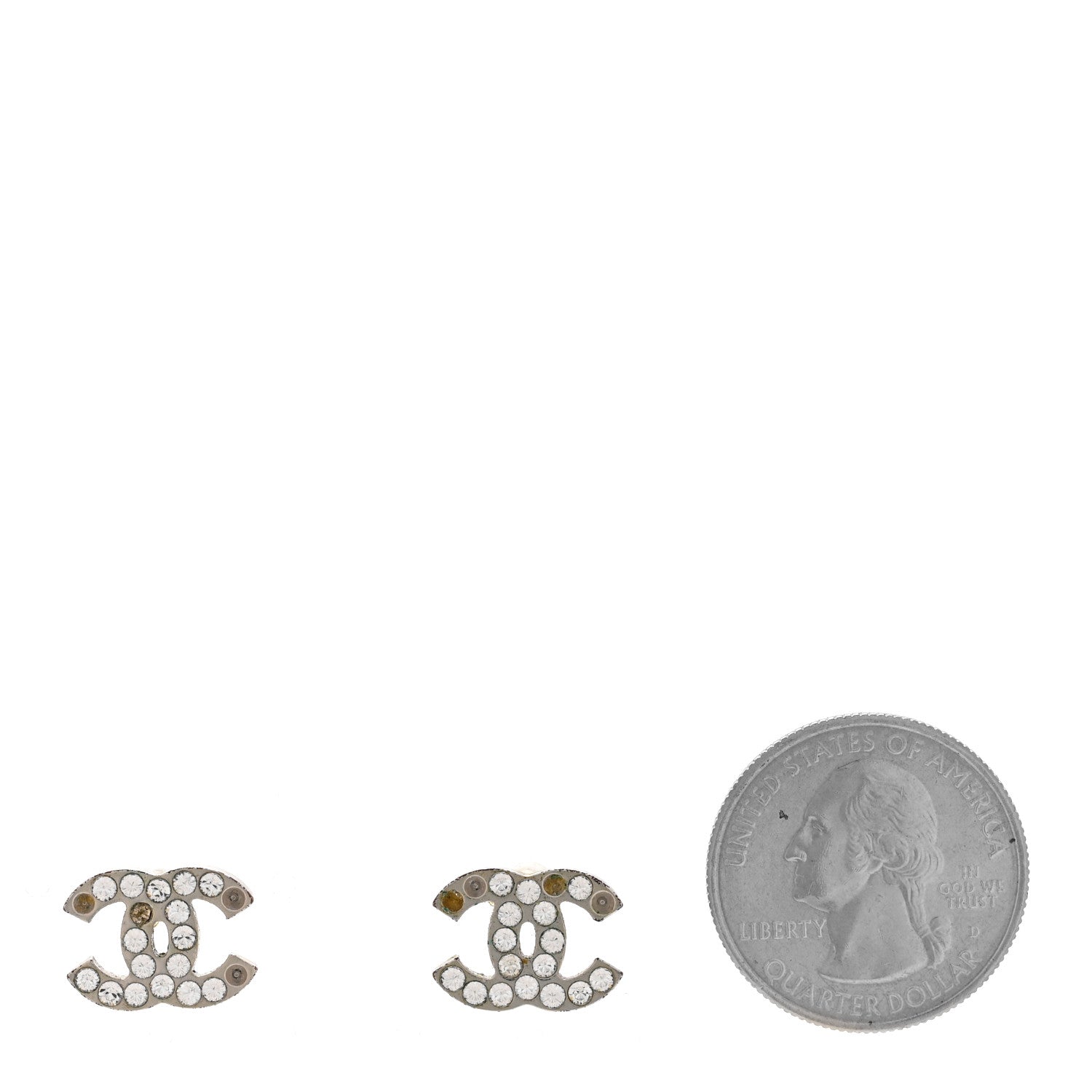 Chanel Crystal CC Earrings Silver 2 of 5