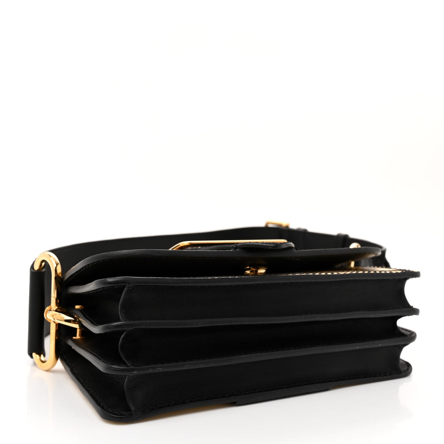 Metallic Calfskin Small Madison Buckle Bag Gold