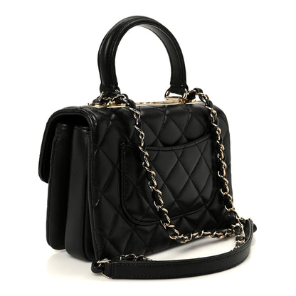 Chanel Lambskin Crystal Quilted Mini Trendy CC Dual Handle Flap Bag Black 2 of 12
