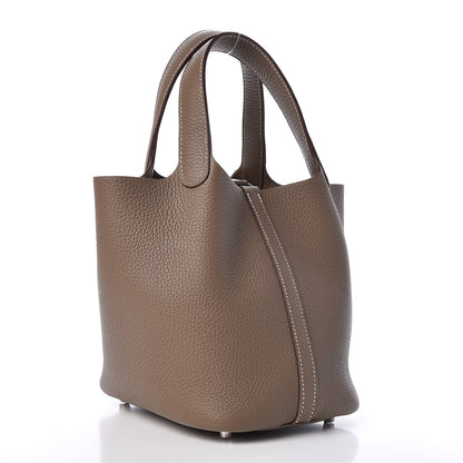 Hermes Taurillon Clemence Picotin Lock 18 PM Etoupe 3 of 9