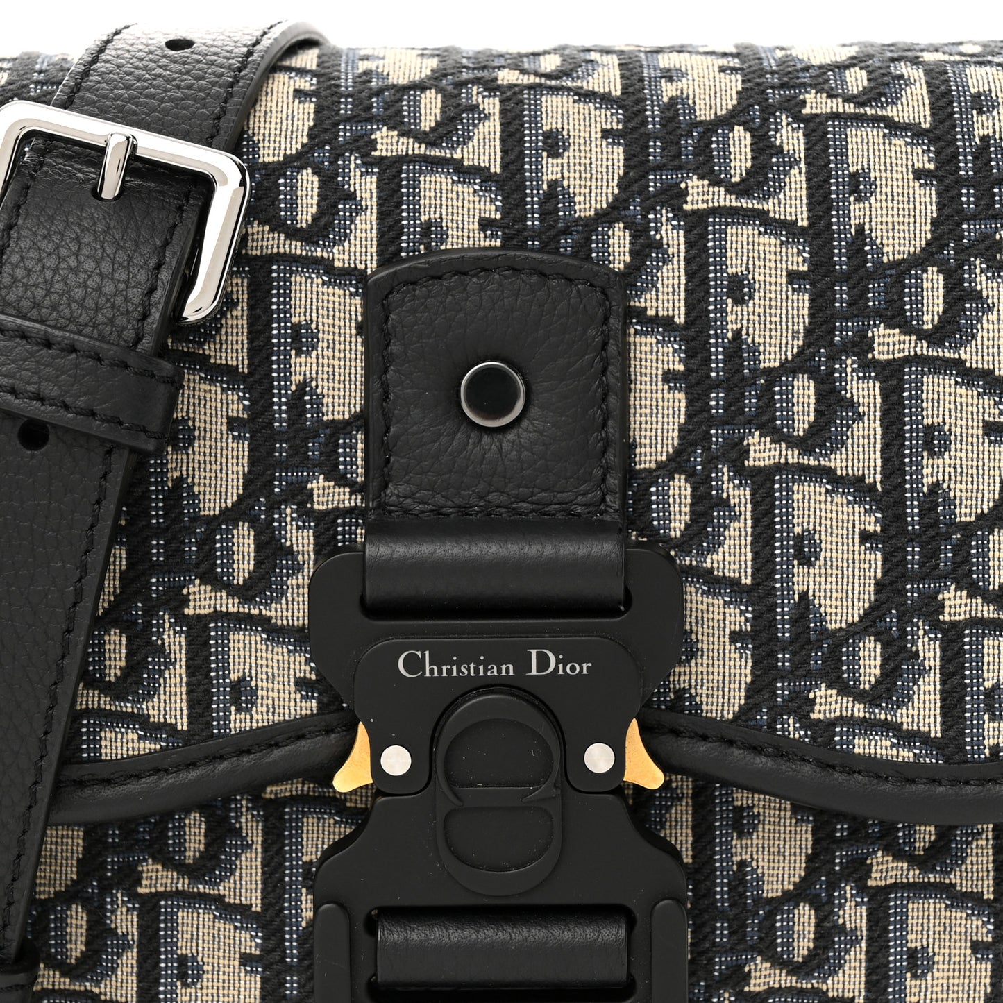 Oblique Grained Calfskin Mini Gallop Bag With Strap Black Beige