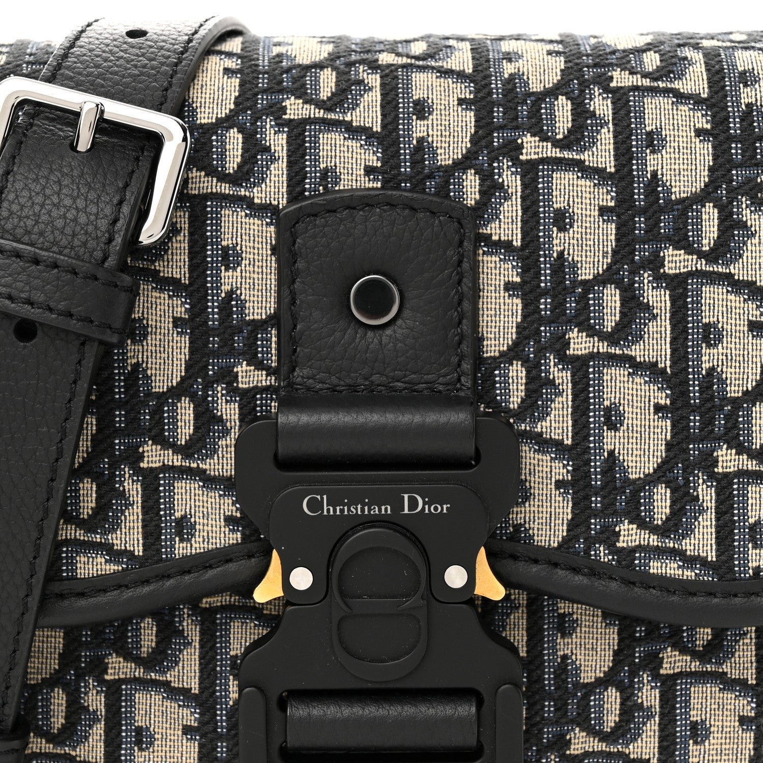 Christian Dior Oblique Grained Calfskin Mini Gallop Bag With Strap Black Beige 8 of 11