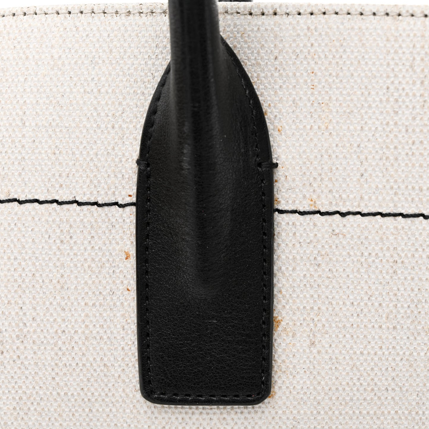 Linen Calfskin Rive Gauche North South Tote White Black
