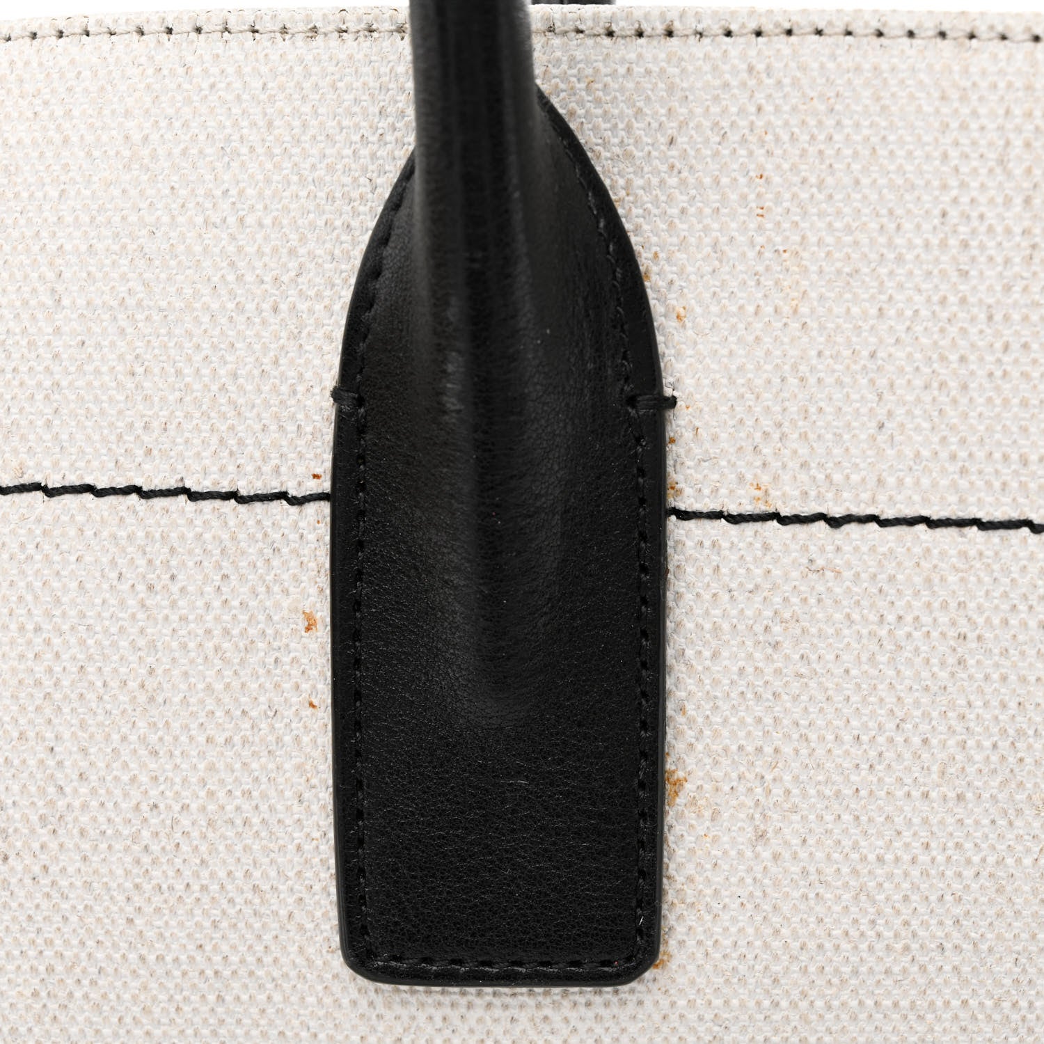 Saint Laurent Linen Calfskin Rive Gauche North South Tote White Black 11 of 11