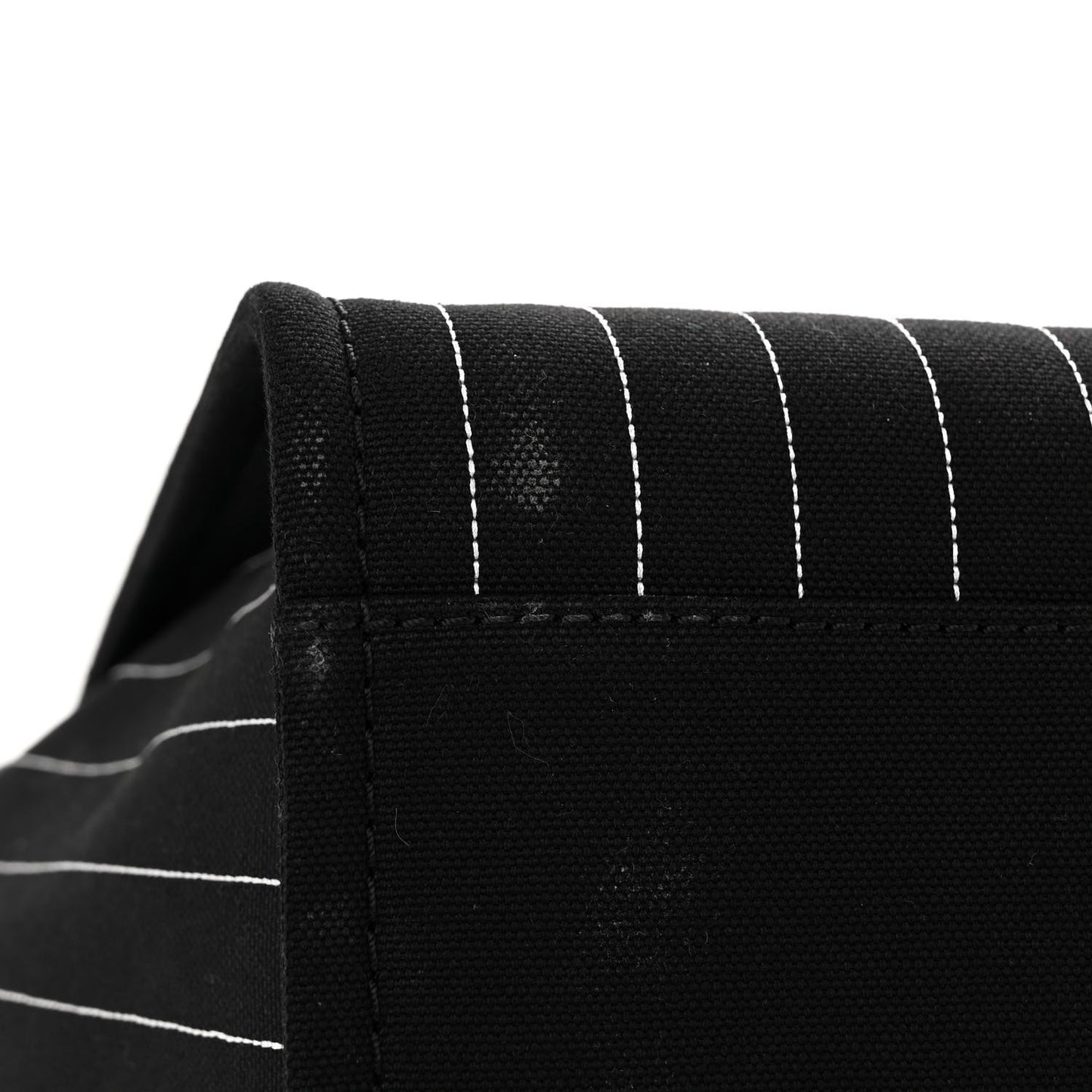 Canvas Calfskin Striped Medium Deauville Tote Black White