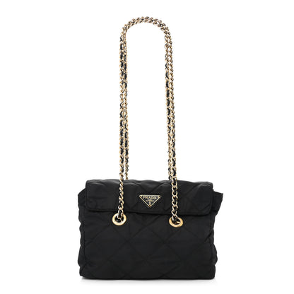 Prada Nylon Tessuto Impuntu Quilted Flap Shoulder Bag Black 1 of 9