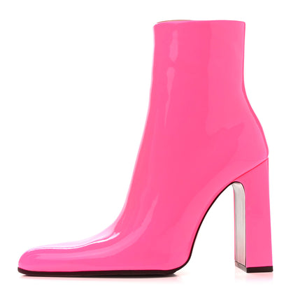 Balenciaga Glossy Patent Ankle Boots 38 Pink Fluo 1 of 8